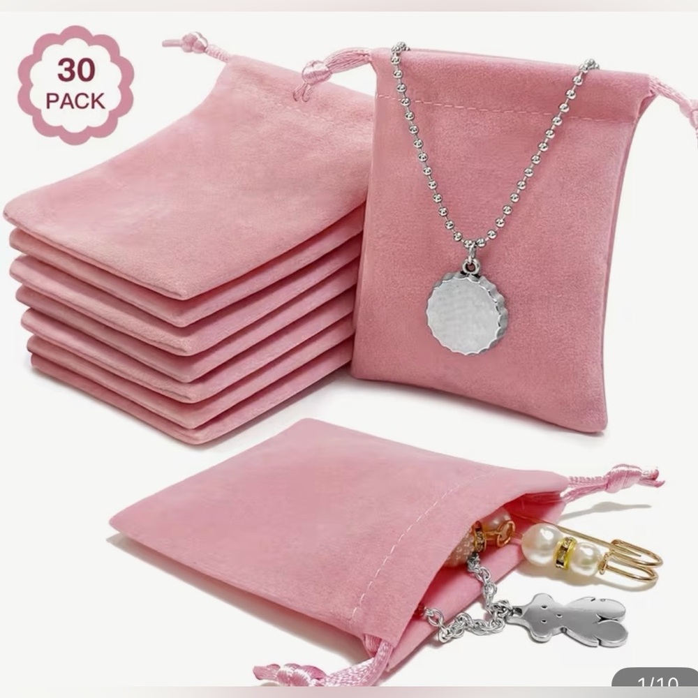 Pack of 30 Pink Velvet Jewelry Pouches NWT